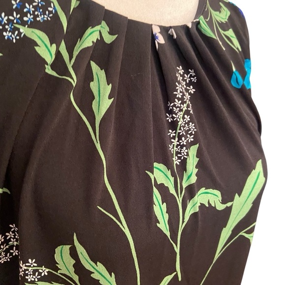 Calvin Klein Janice Pleated Neck Knit Top Size L Sleeveless Black Floral Career - Picture 4 of 13